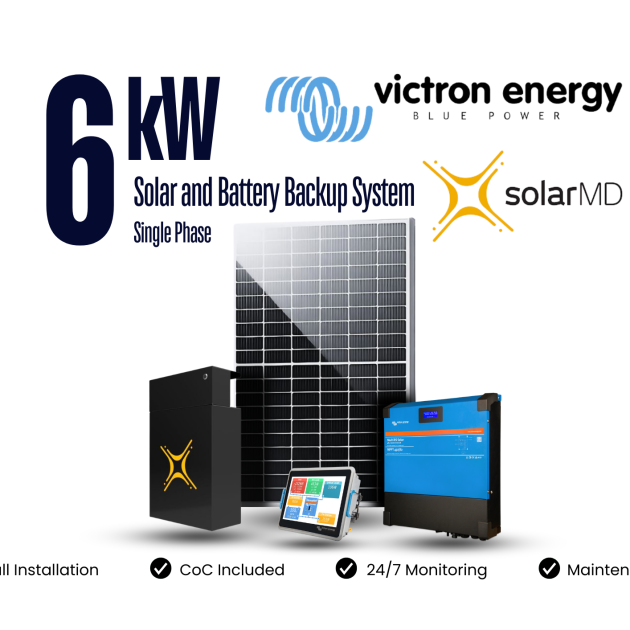 6kW VICTRON Solar and Battery Backup System 6kW Full Installation