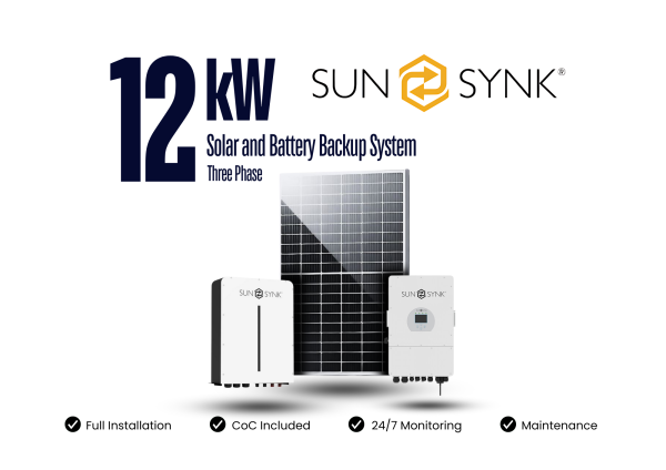 12kW SunSynk Solar and Battery Backup System Fully Installed 3Phase