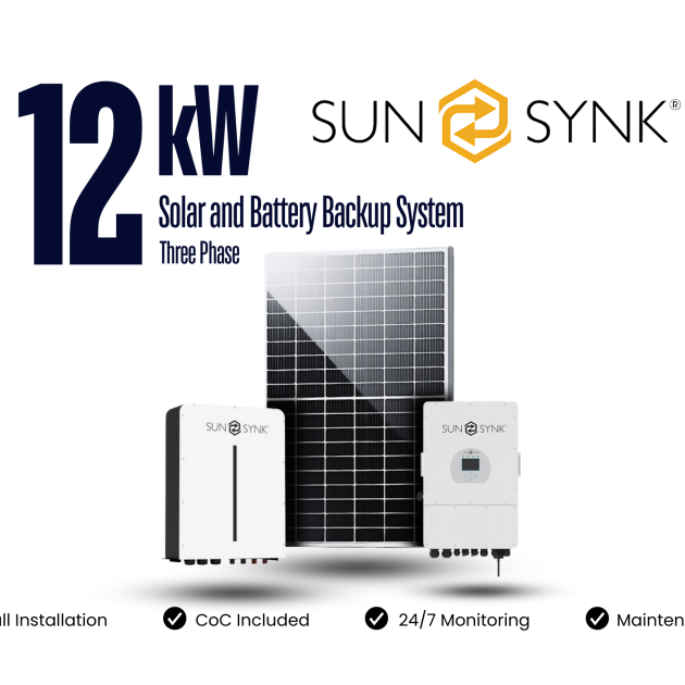 12kW SunSynk Solar and Battery Backup System Fully Installed 3Phase