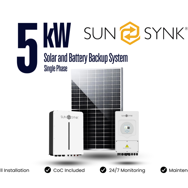 5kW SunSynk Solar and Battery Backup System Fully Installed